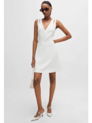 hugo boss γυναικείο mini φόρεμα μονόχρωμο με ανοίγματα στους ώμους `κarnina` - 50511897 λευκό
