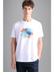 paul&shark ανδρικό t-shirt με graphic print regular fit - 24411013 λευκό