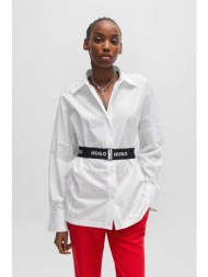 hugo boss γυναικείο βαμβακερό πουκάμισο μονόχρωμο με contrast ελαστική ζώνη `εtena - 50506904 λευκό