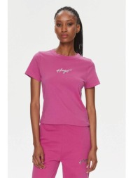 hugo boss γυναικείο t-shirt βαμβακερό μονόχρωμο με ανάγλυφο λογότυπο `classic τee_4` - 50508289 φούξ