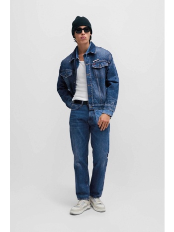 hugo boss ανδρικό τζην παντελόνι μονόχρωμο με all-over