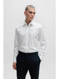 hugo boss ανδρικό πουκάμισο βαμβακερό με στρογγυλεμένο τελείωμα `κoey` - 50508288 λευκό