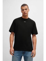 hugo boss ανδρικό t-shirt μονόχρωμο βαμβακερό με ανάγλυφο λογότυπο `dapolino` - 50488330 μαύρο
