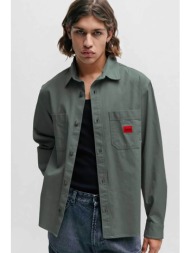 hugo boss ανδρικό πουκάμισο βαμβακερό μονόχρωμο με τσέπες και contrast logo patch `εrato` - 50500199
