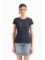 armani exchange γυναικείο βαμβακερό t-shirt με λογότυπο με rhinestones και lettering - 3dyt05yj3rz σ