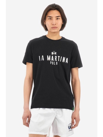 la martina ανδρικό t-shirt βαμβακερό μονόχρωμο με contrast