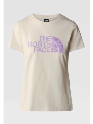 the north face γυναικείο t-shirt μονόχρωμο βαμβακερό με logo prints `easy` - nf0a87n6yfo1 εκρού