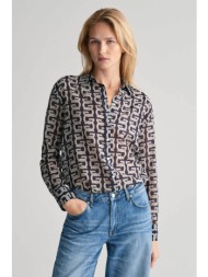 gant γυναικείο πουκάμισο με all-over monogram print relaxed fit - 4300306 μπλε σκούρο