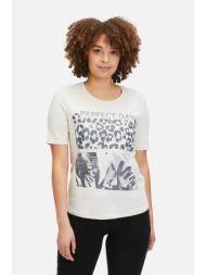 so cosy γυναικεία μπλούζα με animal print και μικρά τρουκς - 2145/8081 λευκό