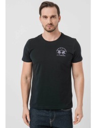 la martina ανδρικό βαμβακερό t-shirt μονόχρωμο με κεντημένο λογότυπο - ymr009-js206 μαύρο