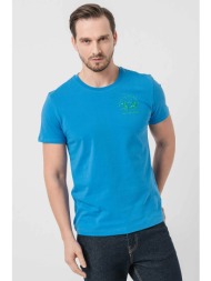 la martina ανδρικό βαμβακερό t-shirt μονόχρωμο με κεντημένο λογότυπο - ymr009-js206 γαλάζιο