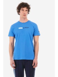 la martina ανδρικό t-shirt μονόχρωμο βαμβακερό με contrast λεπτομέρειες `yasir` - ymr314-js206 γαλάζ