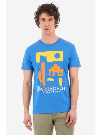 la martina ανδρικό t-shirt μονόχρωμο βαμβακερό με contrast