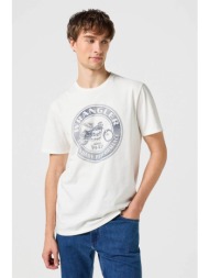 wrangler® ανδρικό t-shirt μονόχρωμο βαμβακερό με contrast print `americana` - 112350454 λευκό