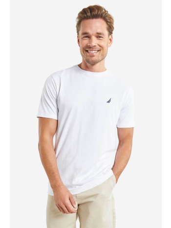 nautica ανδρικό t-shirt με print στην πλάτη - n1m01672 λευκό