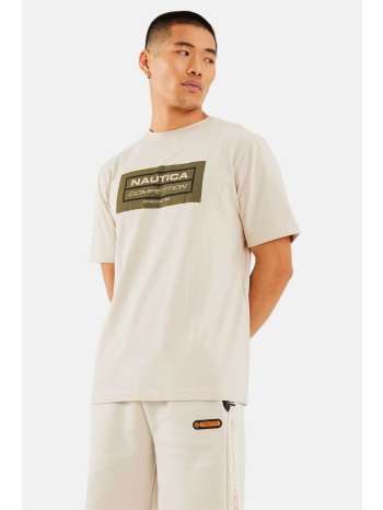 nautica ανδρικό t-shirt με print στην πλάτη - n7m01378 εκρού