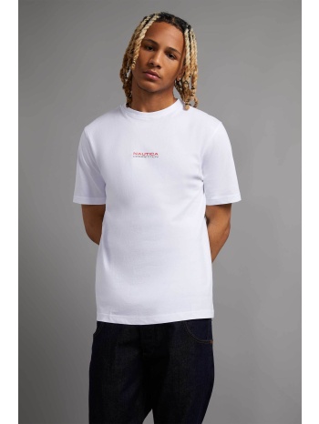 nautica ανδρικό t-shirt με print στην πλάτη - n7m01415 λευκό