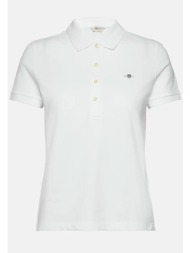 gant γυναικεία πόλο μπλούζα πικέ με κεντημένο λογότυπο slim fit - 4200870 λευκό