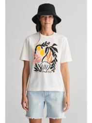 gant γυναικείο t-shirt με palm print relaxed fit - 4200882 λευκό