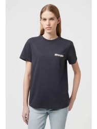 wrangler® γυναικείο t-shirt μονόχρωμο βαμβακερό με contrast 3d logo print `round` - 112350315 μαύρο