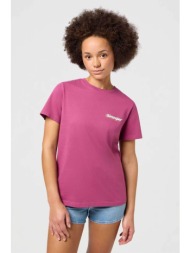 wrangler® γυναικείο t-shirt μονόχρωμο βαμβακερό με contrast 3d logo print `round` - 112352288 φούξια