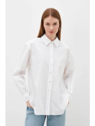 mexx γυναικείο πουκάμισο μονόχρωμο βαμβακερό με μεταλλική λεπτομέρεια πίσω - mf006100141w λευκό