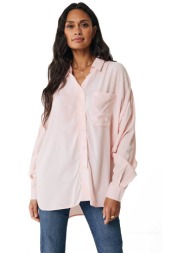 mexx γυναικείο πουκάμισο βαμβακερό μονόχρωμο με τσέπη στο στήθος - mf006100941w ροζ ανοιχτό