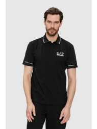 ea7 ανδρική πόλο μπλούζα με λογότυπο regular fit - 3dpf19pj04z μαύρο