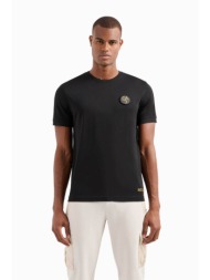 ea7 ανδρικό t-shirt με στρογγυλό logo patch regular fit - 3dpt31pjrgz μαύρο