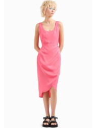 armani exchange γυναικείο φόρεμα midi με κρουαζέ σχέδιο - 3dya11yn5tz ροζ φλαμίνγκο
