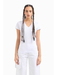 armani exchange γυναικείο βαμβακερό t-shirt μονόχρωμο με κεντημένο contrast λογότυπο - 3dyt26yj3rz λ