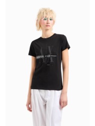 armani exchange γυναικείο t-shirt μονόχρωμο βαμβακερό με print slim fit - 3dyt43yj3rz μαύρο