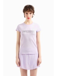 armani exchange γυναικείο t-shirt μονόχρωμο βαμβακερό με print slim fit - 3dyt46yj3rz λιλά
