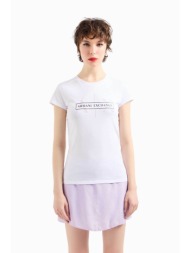armani exchange γυναικείο t-shirt μονόχρωμο βαμβακερό με print slim fit - 3dyt46yj3rz λευκό