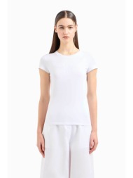 armani exchange γυναικείο t-shirt μονόχρωμο βαμβακερό με λογότυπο στο στήθος - 3dyt58yj3rz λευκό