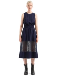 armani exchange γυναικείο φόρεμα midi με διαφάνεια - 3dya22yn1qz σκούρο μπλε