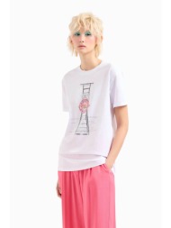 armani exchange γυναικείο t-shirt μονόχρωμο με print - 3dyt63yj3rz λευκό