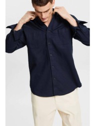 esprit ανδρικό πουκάμισο από λινάρι και βαμβάκι με τσέπες regular fit - 994ee2f301 μπλε σκούρο