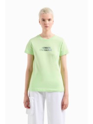 armani exchange γυναικείο t-shirt μονόχρωμο βαμβακερό με πολύχρωμο 3d λογότυπο - 3dyt14yjdgz πράσινο