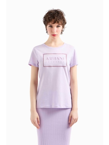armani exchange γυναικείο t-shirt μονόχρωμο με λογότυπο και