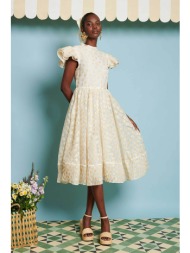 sister jane γυναικείο φόρεμα midi με jacquard σχέδιο `marigold` - drd468ivo εκρού