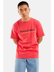 nautica ανδρικό t-shirt με print στην πλάτη και το στήθος - n7m01410 ροζ