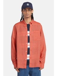 timberland ανδρικό λινό πουκάμισο μονόχρωμο με τσέπη μπροστά - tb0a66b9ei41 πορτοκαλί