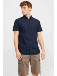 jack & jones ανδρικό κοντομάνικο πουκάμισο comfort fit - 12248383 μπλε σκούρο