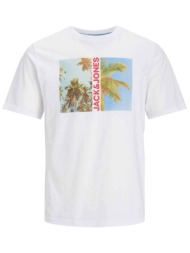jack & jones ανδρικό t-shirt με graphic print standard fit - 12247982 λευκό