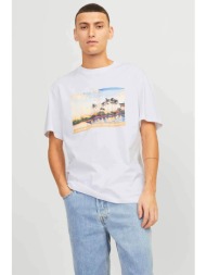 jack & jones ανδρικό t-shirt με graphic print relaxed fit - 12253679 λευκό