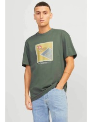 jack & jones ανδρικό t-shirt με graphic print relaxed fit - 12253679 πράσινο