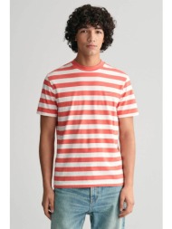 gant ανδρικό t-shirt με ριγέ σχέδιο και λογότυπο regular fit - 2013041 ροζ