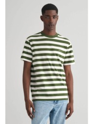 gant ανδρικό t-shirt με ριγέ σχέδιο και λογότυπο regular fit - 2013041 πράσινο