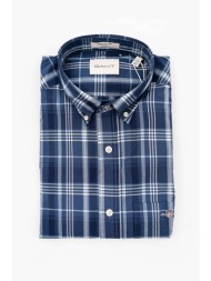 gant ανδρικό πουκάμισο button down με καρό σχέδιο και τσέπη με λογότυπο regular fit - 3240038 μπλε